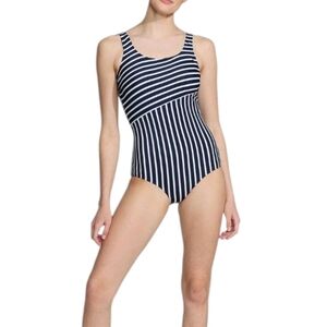 Lands' End Black and White Striped One Piece Swimsuit XS